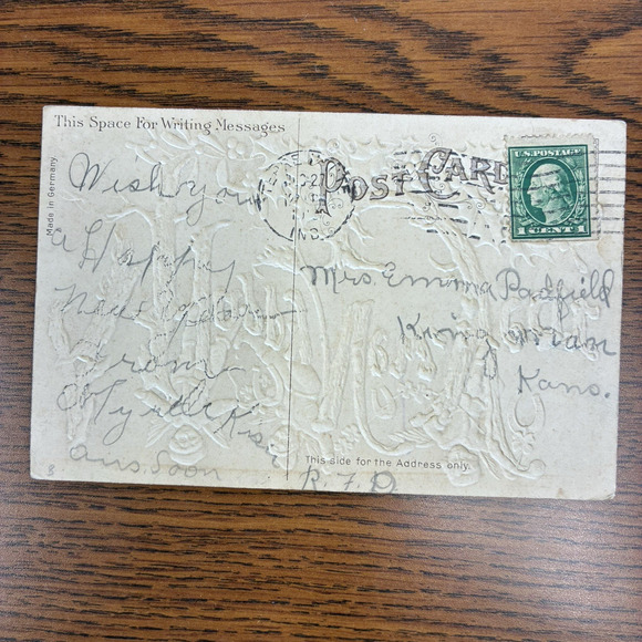 Antique Happy New Year Holiday Postcard Embossed Early 1900s Angels Embossed - Picture 4 of 5